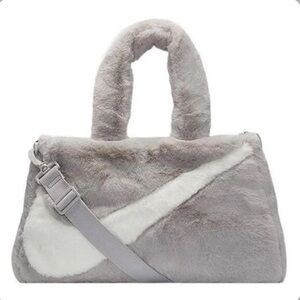 Grey faux fur Nike tote